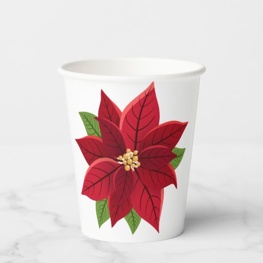 Kerstpoinsettia Papieren Bekers (Achterkant)