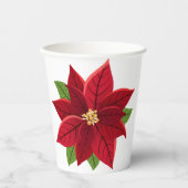 Kerstpoinsettia Papieren Bekers (Voorkant)