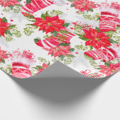 Kerstpoinsettia Stocking & handschoenen Cadeaupapier (Hoek)