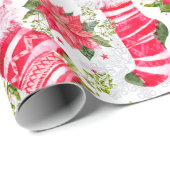 Kerstpoinsettia Stocking & handschoenen Cadeaupapier (Rol Hoek)