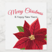 Kerstpoinsettia Wijn Etiket (Enkel label)