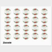 Kerstpoinsettia Winter Botanische Greenery Ronde Sticker (Vel)
