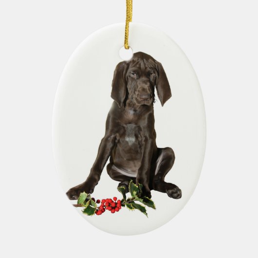 kerstpointer Puppy Keramisch Ornament (Voorkant)