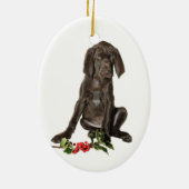 kerstpointer Puppy Keramisch Ornament (Achterkant)