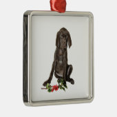 kerstpointer Puppy Metalen Ornament (Rechts)