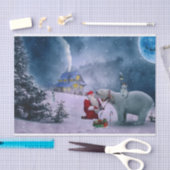Kerstpoly Beer Santa Snow Scene Tissuepapier (Craft)
