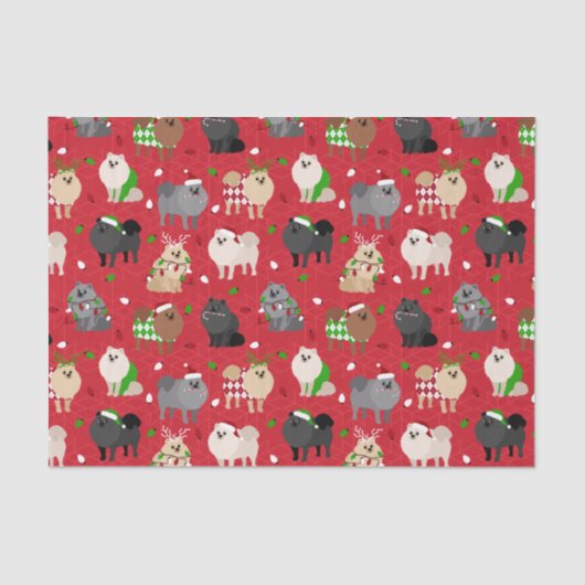 Kerstpomeraniërs Tissuepapier (Voorkant)