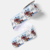 Kerstpoolbeer die een sneeuwblazer duwt lint (Achterkant)