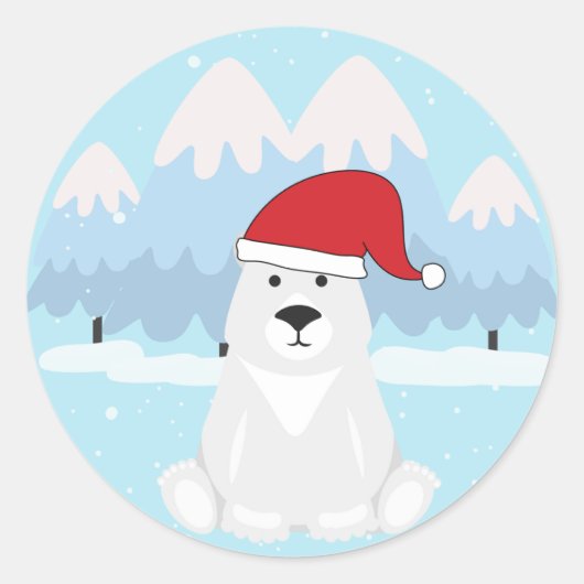 Kerstpoolbeer Ronde Sticker (Voorkant)