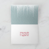 Kerstpootgezin in sneeuw kaart (Binnen)