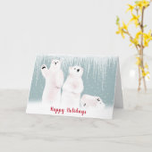 Kerstpootgezin in sneeuw kaart (Gele Bloem)