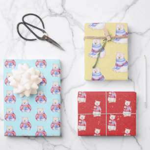 kerstpootpapier met Beer als onmiddellijke verpakk Inpakpapier Vel