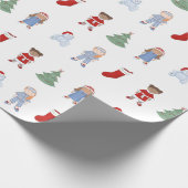 Kerstpoppen peuter droom speelgoed cadeaupapier (Hoek)