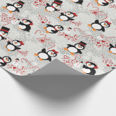 kerstpoppeppermint-pinguïns cadeaupapier (Hoek)