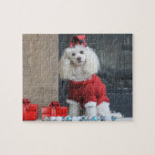 Kerstportret Dog Jigzaadpuzzel Legpuzzel (Horizontaal)