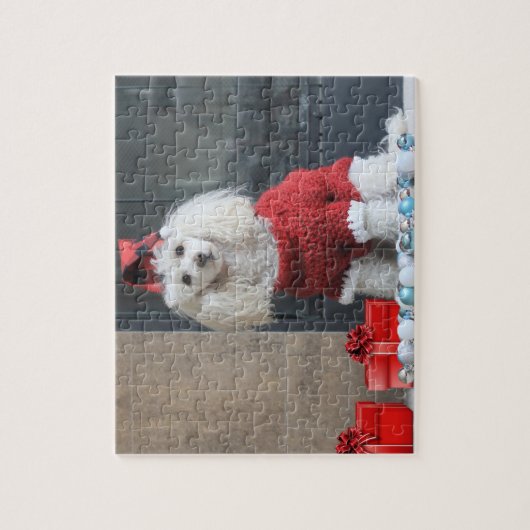 Kerstportret Dog Jigzaadpuzzel Legpuzzel (Verticaal)