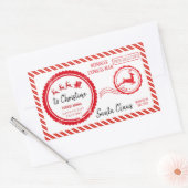 kerstpost van Santa North Pole-bezorging Rechthoekige Sticker (Envelop)