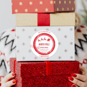 kerstpost van Santa North Pole-bezorging Ronde Sticker