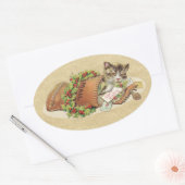 kerstpostkat ovale sticker (Envelop)