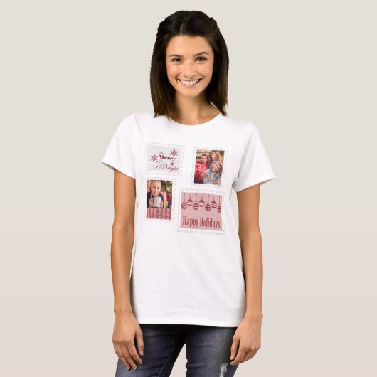 kerstpostzegels 2 Photo Cute Quirky T-shirt (Voorkant volledig)