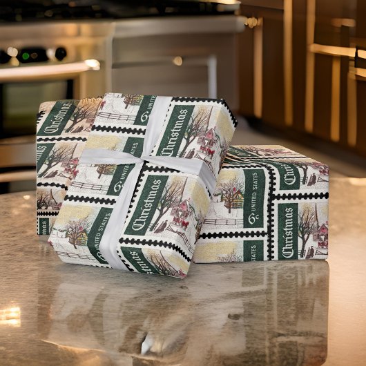 kerstpostzegels  cadeaupapier