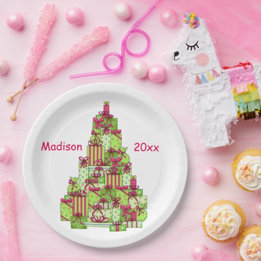 Kerstpresentaties - Aangepaste naam structuur Papieren Bordje (Feest)