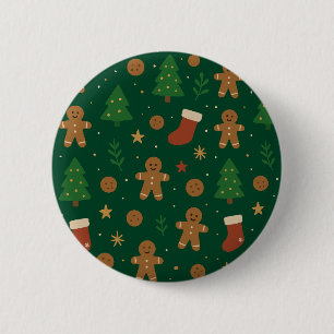 Kerstpret Fun met Gingerbread Ronde Button 5,7 Cm