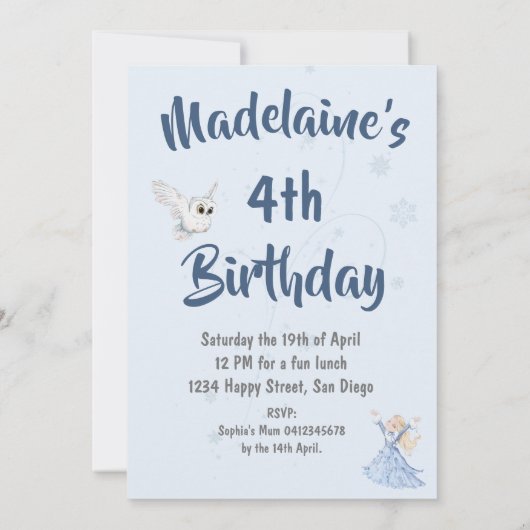 Kerstprinses Verjaardag Schattigee Wintersneeuwvlo Kaart (Achterkant)