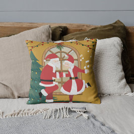 Kerstprint van Santa & Mevrouw Claus die samen dan Kussen