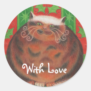 Kerstpud "Met liefde" ronde sticker