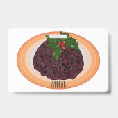 Kerstpudding cartoon illustratie badge (Achterkant)