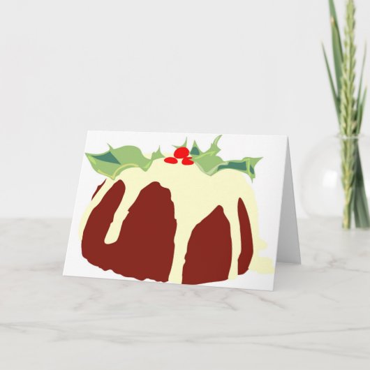 kerstpudding feestdagen kaart (Voorkant)