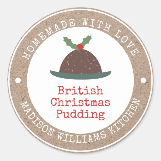 kerstpudding | Homemade met liefde Ronde Sticker (Voorkant)
