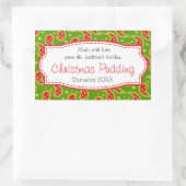 Kerstpudding paisley groen voedsellabel sticker (Tas)