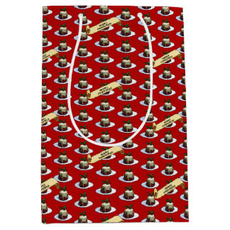 Kerstpudding Prettig kerstfeest! Hulst patroon Medium Cadeauzakje