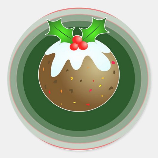 kerstpudding ronde sticker (Voorkant)