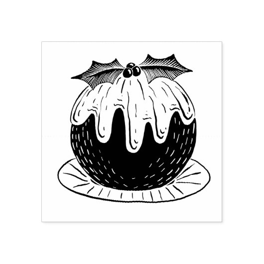 kerstpudding 	rubberstempel (Afrduk)