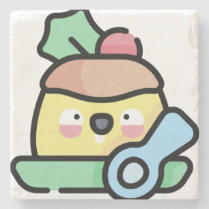 kerstpudding stenen onderzetter