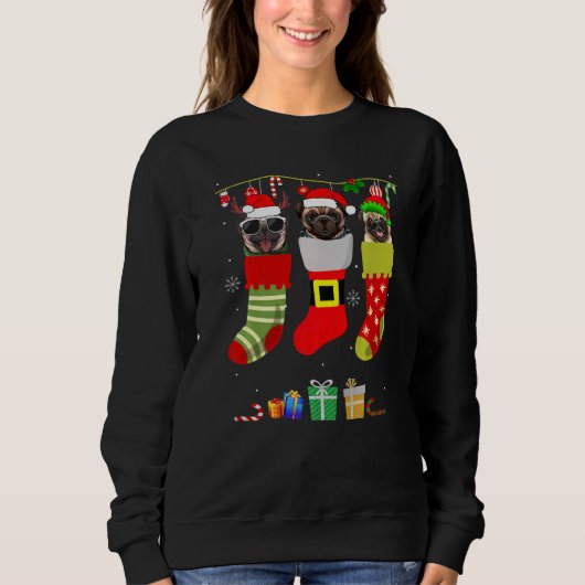 Kerstpug Pajama Dog Light Santa Elf Xma Trui (Voorkant)