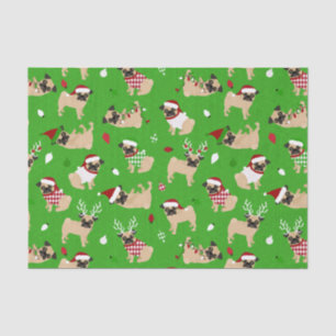 Kerstpugs Green Tissuepapier