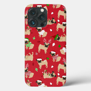 Kerstpugs Red iPhone 13 Pro Hoesje