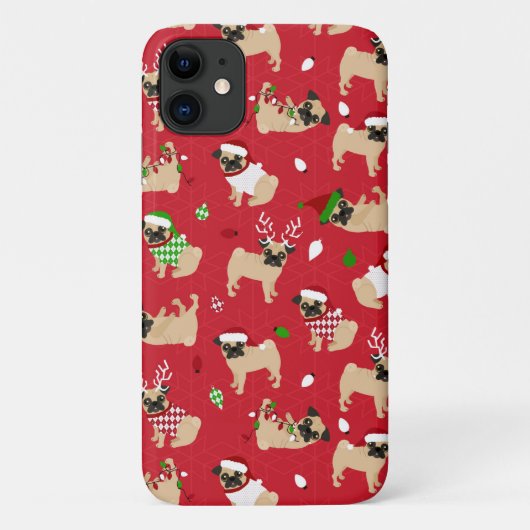 Kerstpugs Red Case-Mate iPhone Case (Achterkant)