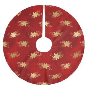 kerstpunsettieten goud donkerrood floreel patroon kerstboom rok