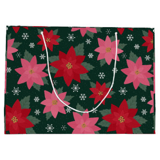 Kerstpuntmutsen en Sneeuwvlok Cadeaubag Groot Cadeauzakje