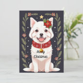 Kerstpuppy Feestdagenkaart (Staand voorkant)