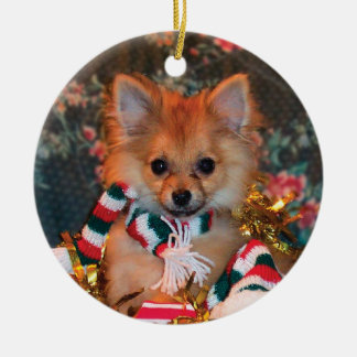 kerstpuppy keramisch ornament
