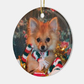 kerstpuppy keramisch ornament (Links)