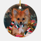 kerstpuppy keramisch ornament (Achterkant)