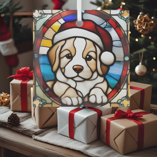 Kerstpuppy namaak glas-in-lood glas ornament