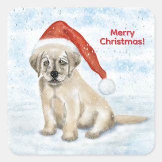 Kerstpuppy Vierkante Sticker